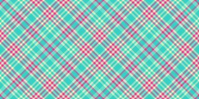 Trendy texture tartan textile, clothes fabric check seamless. Slim background plaid pattern vector in teal and light colors.