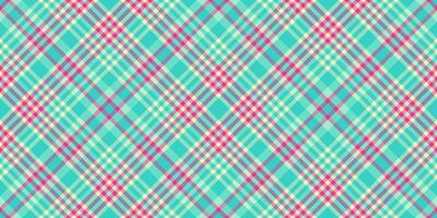 Trendy texture tartan textile, clothes fabric check seamless. Slim background plaid pattern vector in teal and light colors.