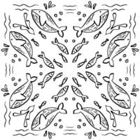 Whale doodle pattern vector