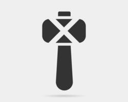 Hammer icon vector black and white silhouette. Tool symbol isolated on background.