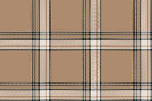 Plaid background, check seamless pattern in beige. Vector fabric texture for textile print, wrapping paper, gift card or wallpaper.
