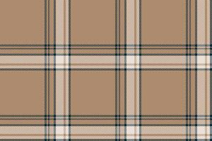 Plaid background, check seamless pattern in beige. Vector fabric texture for textile print, wrapping paper, gift card or wallpaper.