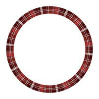Round frame vector vintage pattern design template. Circle border designs plaid fabric texture. Scottish tartan background for collage art, gif card, handmade crafts.