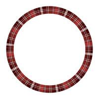 Round frame vector vintage pattern design template. Circle border designs plaid fabric texture. Scottish tartan background for collage art, gif card, handmade crafts.