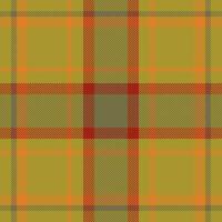 Plaid check pattern in orange and red colors. Seamless fabric texture. Tartan textile print. vector