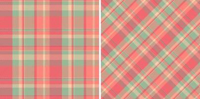 Check pattern vector of seamless fabric background with a plaid tartan texture textile. Set in christmas colors for decorative napkins, dinner parties.