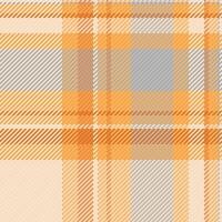 Colour pattern plaid check, light texture background textile. Harmony seamless tartan fabric vector in orange and light colors.