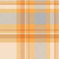 Colour pattern plaid check, light texture background textile. Harmony seamless tartan fabric vector in orange and light colors.