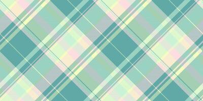 Dreamy vector texture pattern, presentation seamless check plaid. Sensual background textile tartan fabric in light and teal colors.