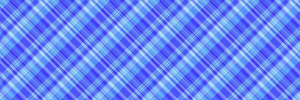 Empty check pattern texture, wrapping background fabric seamless. Christmas plaid textile vector tartan in blue and cyan colors.