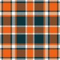 Plaid check pattern in orange and red colors. Seamless fabric texture. Tartan textile print. vector