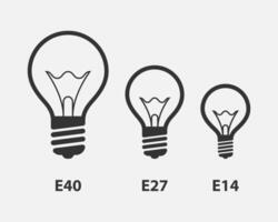 Light bulb icon vector. Llightbulb idea logo concept. Set lamps electricity icons web design element. Led lights isolated silhouette. vector