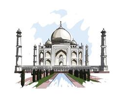 Taj Mahal hand-drawn vector sketch drawing