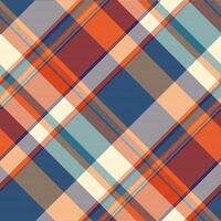 Worn vector textile check, delicate fabric plaid background. Kind tartan seamless pattern texture in indigo and cyan colors.