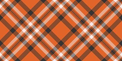 Rectangle plaid fabric texture, uniform seamless textile check. Rustic pattern background tartan vector in orange and grey colors.