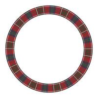 Round frame vector vintage pattern design template. Circle border designs plaid fabric texture. Scottish tartan background for collage art, gif card, handmade crafts.