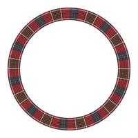 Round frame vector vintage pattern design template. Circle border designs plaid fabric texture. Scottish tartan background for collage art, gif card, handmade crafts.