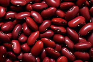 AI generated Red Haricot Kidney Beans. Top View of a Protein-Rich Background photo