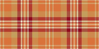Random background tartan texture, geometrical fabric vector check. Blank seamless pattern plaid textile in orange and amber colors.