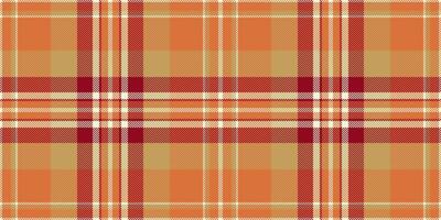 Random background tartan texture, geometrical fabric vector check. Blank seamless pattern plaid textile in orange and amber colors.