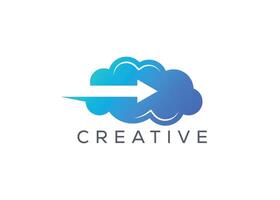 Creative and minimal Abstract Cloud Arrow logo vector template. Abstract modern Cloud with arrow logo. cloud upload arrow