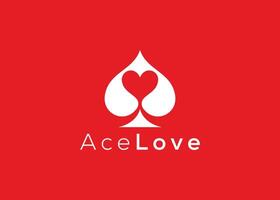 Minimalist Ace Love logo design vector template. Creative red Heart ace shape logo