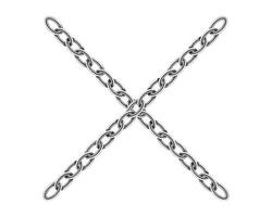 Realistic metal chain texture. Silver color cross chains link isolated on white background. Strong iron chainlet solid three dimensional design element. vector