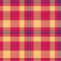 Manufacture texture textile pattern, bold background seamless check. Decorative vector plaid fabric tartan in red and orange colors.