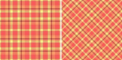 Check seamless background of textile texture fabric with a tartan vector pattern plaid.