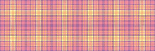 Christmas ornament background plaid pattern, dogtooth textile tartan texture. Surface vector seamless check fabric in magenta and orange colors.