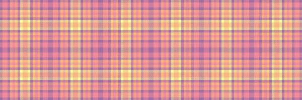 Christmas ornament background plaid pattern, dogtooth textile tartan texture. Surface vector seamless check fabric in magenta and orange colors.