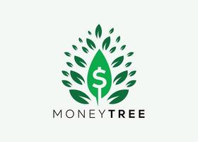 minimalista dinero árbol logo diseño vector modelo. dinero crecer inversión para negocio Finanzas logo. dinero inversión logo