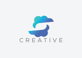 creativo y mínimo letra s nube vector logo diseño modelo. letra s nube logo