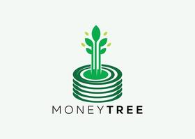 minimalista dinero árbol logo diseño vector modelo. dinero crecer inversión para negocio Finanzas logo. dinero inversión logo