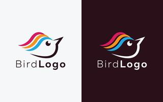 Minimalist Cute Bird vector logo. Modern colorful Bird vector logo. abstract colorful hummingbird logo