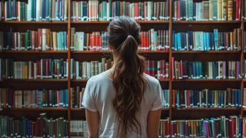 ai generado iluminación desplegado - empoderamiento De las mujeres educación en bibliotecas foto