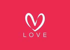 Minimalist Love logo design vector template. Creative red Heart shape logo