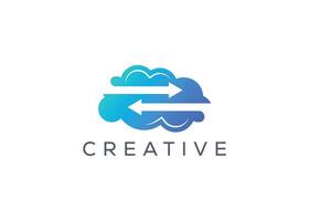 Creative and minimal Abstract Cloud swap Arrow logo vector template. Abstract modern Cloud with swap arrow logo