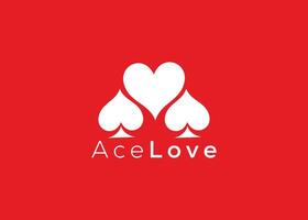 Minimalist Ace Love logo design vector template. Creative red Heart ace shape logo