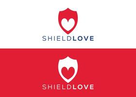 Minimalist Shield love logo design vector template. Guard and love vector