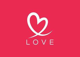 Minimalist Love logo design vector template. Creative red Heart shape logo