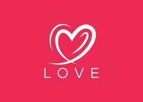 Minimalist Love logo design vector template. Creative red Heart shape logo