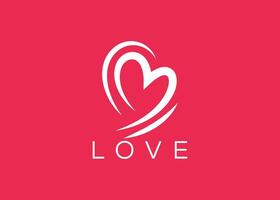 Minimalist Love logo design vector template. Creative red Heart shape logo