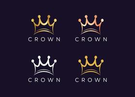 Minimalist Gold crown logo design vector template. Luxury kings crown logo design