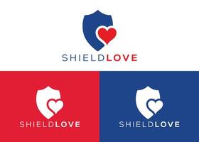 Minimalist Shield love logo design vector template. Guard and love vector