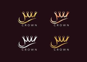 Minimalist Gold crown logo design vector template. Luxury kings crown logo design