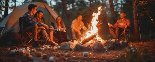 AI generated Easter Evening Warmth - Cozy Fire Pit Gathering, Marshmallows Roasting, Stories Shared photo