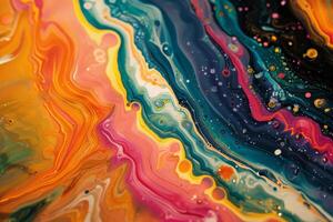 AI generated Marbling technique on paper, swirling colors creating unique patterns, artistic and fluid photo