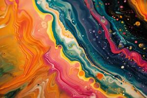 AI generated Marbling technique on paper, swirling colors creating unique patterns, artistic and fluid photo