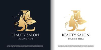 Nature beauty logo design with letter l unique style concept Premium Vector